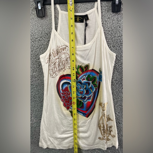 Christian Audigier Vintage Studded White/Gold Tank Size L NWT - Picture 6 of 8